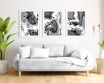 Triptych Wall Art Black and White, 3 Piece Wall Art Black and White, Wall Art Set 3 Panel Wall Art, Gallery Wall Bundle, Livingroom Wall Art