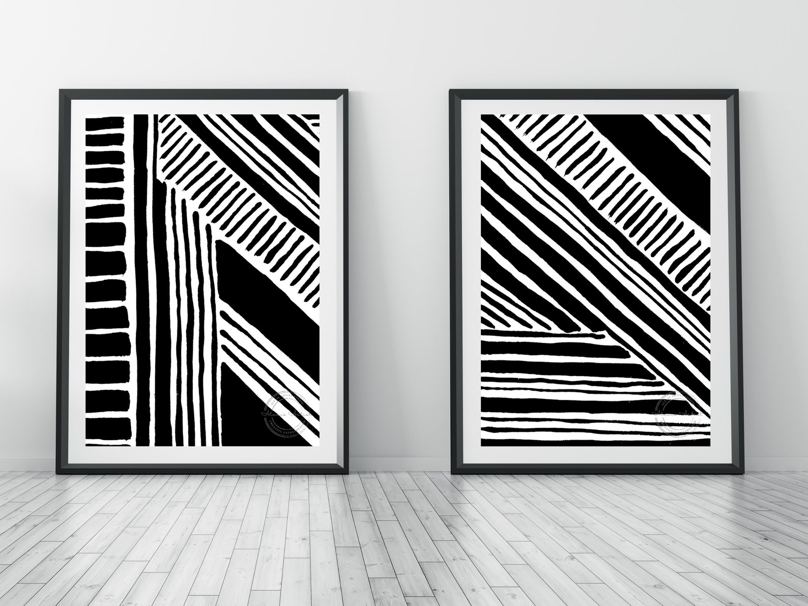 2 Piece Wall Art, Black and White Prints Set of 2, Printable Art, Line ...