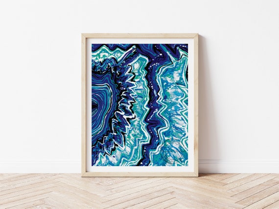 Geode Wall Art Geode Print Blue Geode Painting Geode Art - Etsy