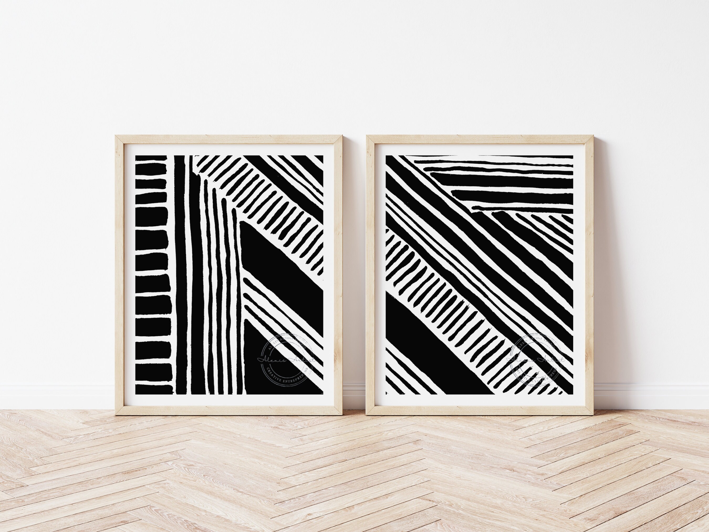2 Piece Wall Art, Black and White Wall Art Set, 2 Piece Abstract Art ...