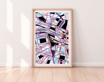 Abstract Map Painting, Extra Large Abstract Painting, Abstract Giclée Fine Art Print, Abstract Painting Print, Abstract Giclée Print