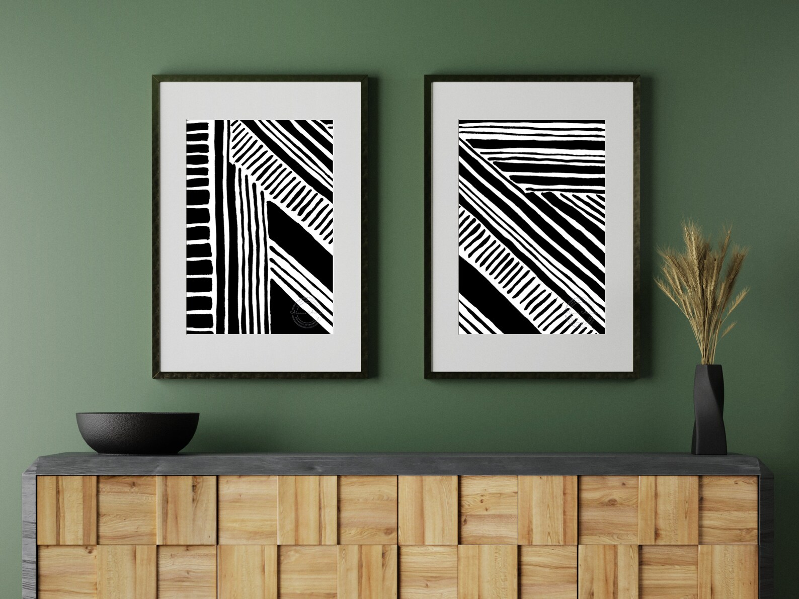2 Piece Wall Art, Black and White Prints Set of 2, Printable Art, Line ...