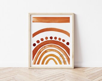 Mid Century Wall Art, Neutral Rainbow Wall Art, Printable Wall Art, Terra Cotta Wall Art, Minimalist Wall Art, Home Decor, Simple Artwork