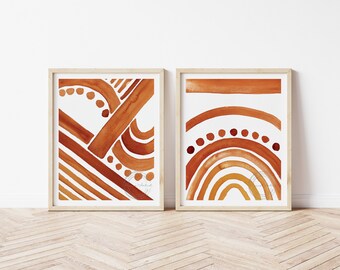 2 Piece Wall Art, Minimalist Wall Art set of 2, Wall Art Set of 2, Terra Cotta Art, 2 Piece Abstract Art, Simple Artwork, Set of 2 Prints
