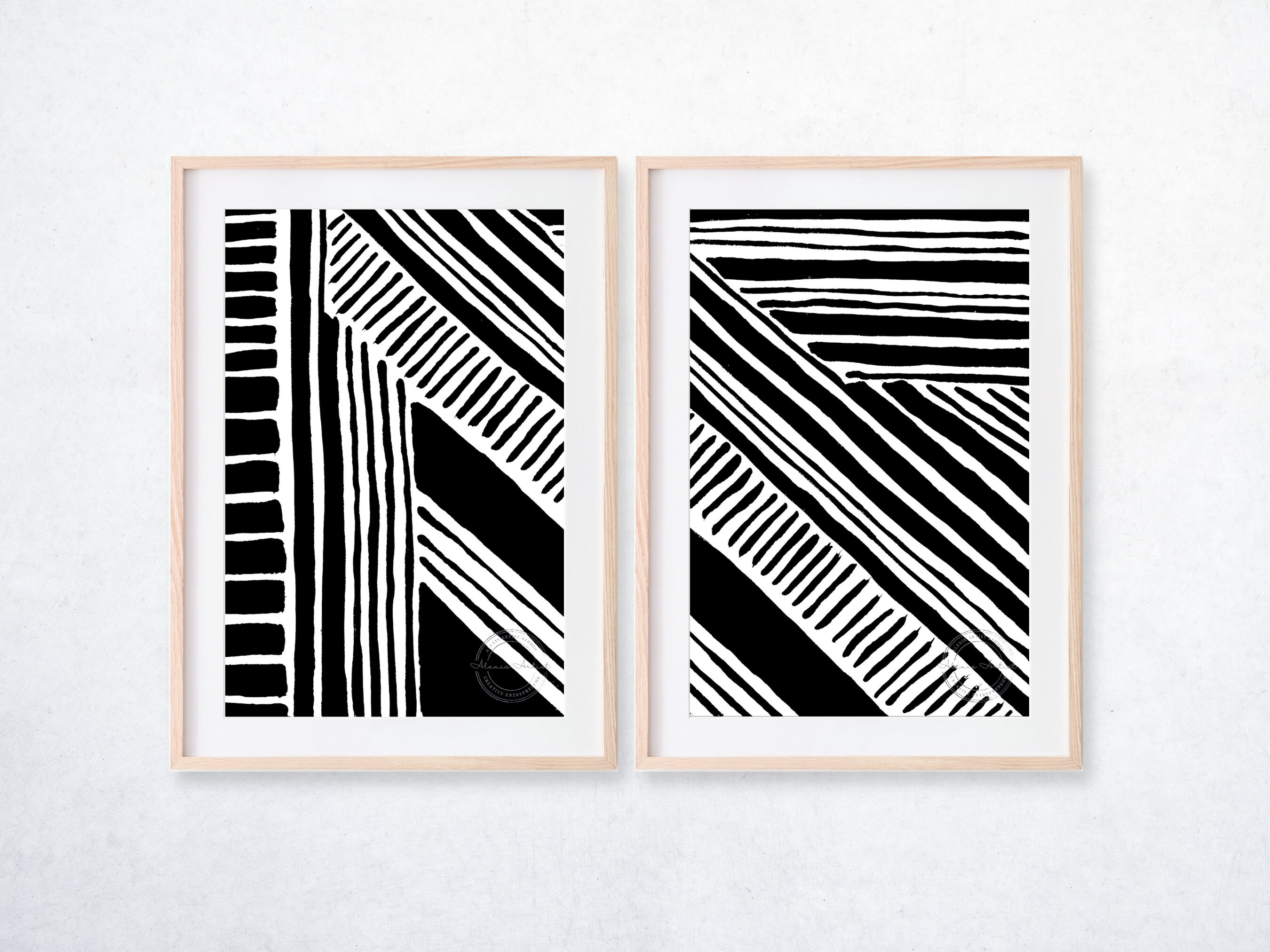 2 Piece Wall Art, Black and White Prints Set of 2, Printable Art, Line ...