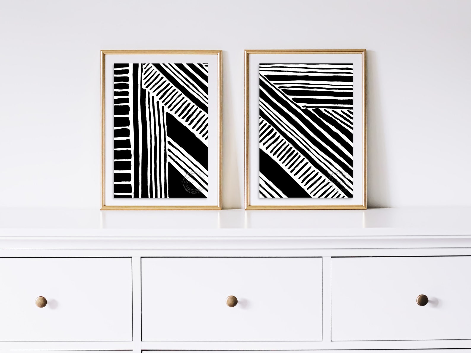 2 Piece Wall Art, Black and White Prints Set of 2, Printable Art, Line ...
