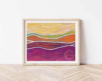 Brightly Colored Wall Art, Colorful Abstract Artwork, Colorful Printable Wall Art, Printable Abstract Art, Bright Colors, Linear Landscape