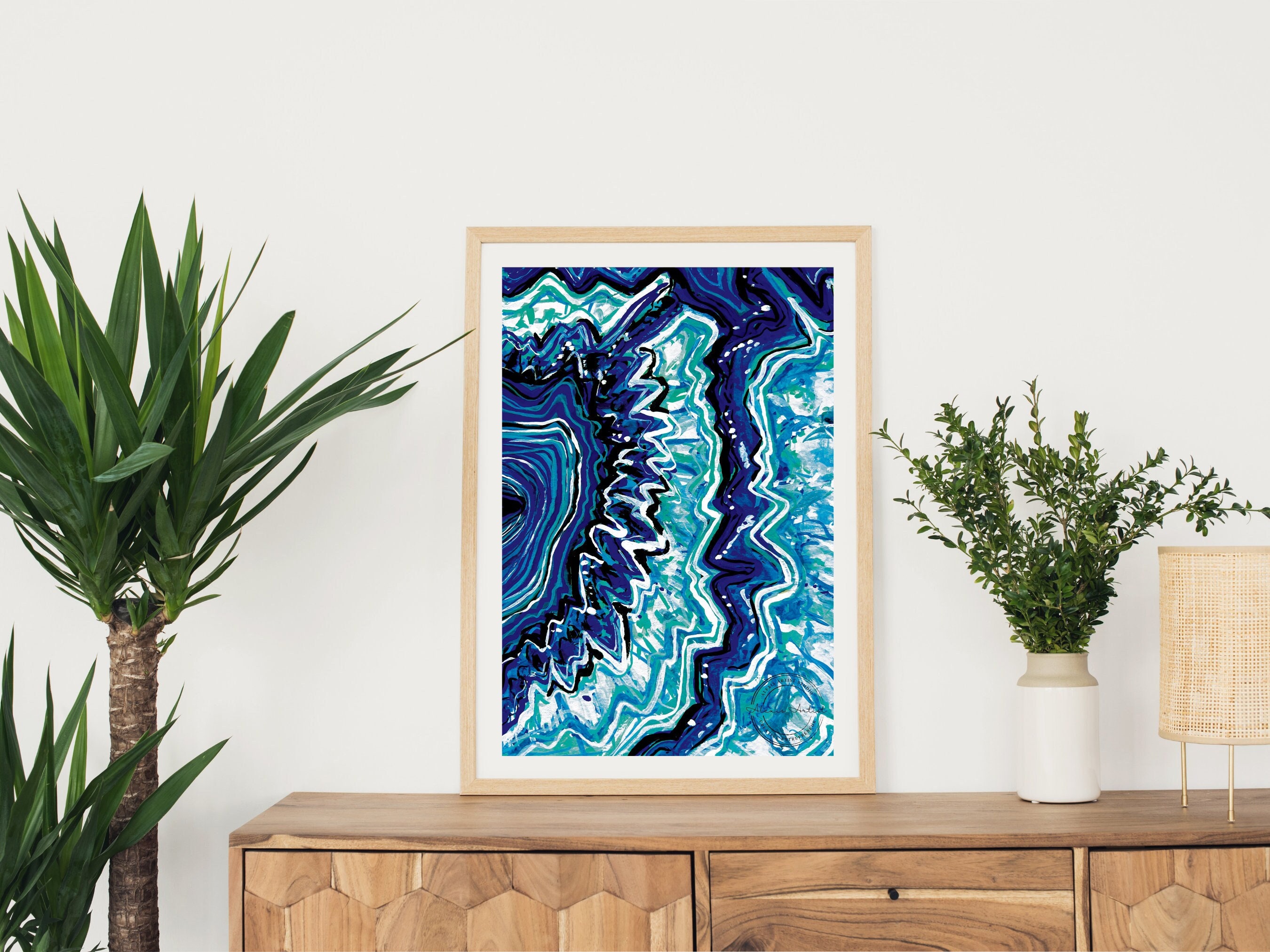Geode Wall Art, Geode Print, Blue Geode Painting, Geode Art, Blue ...