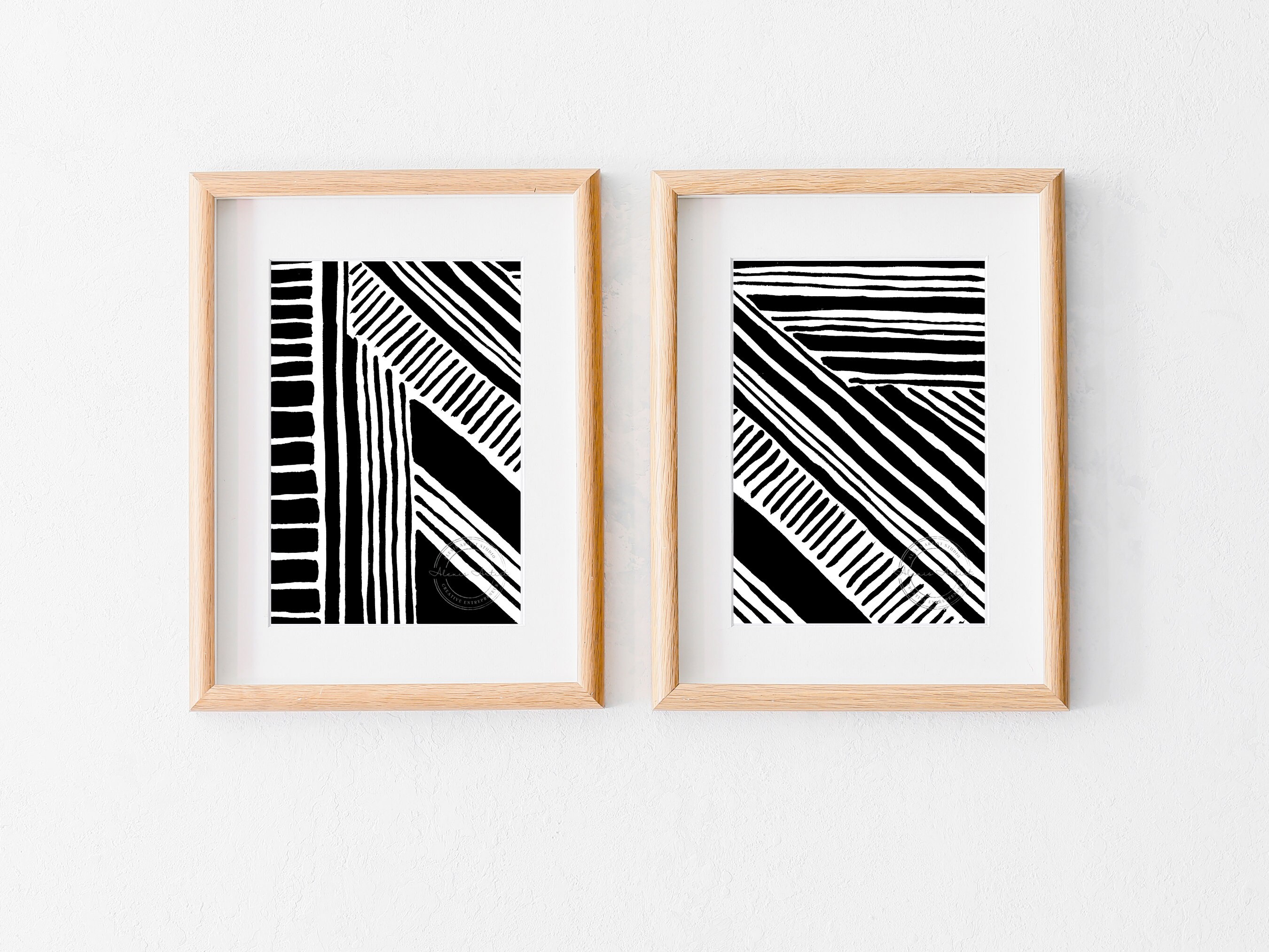 2 Piece Wall Art, Black and White Wall Art Set, 2 Piece Abstract Art ...