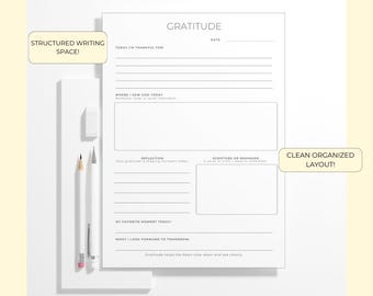 Feuille de travail sur la gratitude fondée sur la foi, imprimable sur la gratitude chrétienne, page de journal pour agenda, PDF de réflexion d'une page