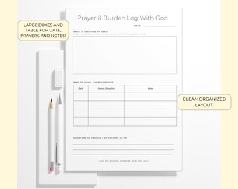 Prayer Bundle Printables, Christian Prayer Request List & Burden Log, Printable Tracker, 3-Pages Faith PDF