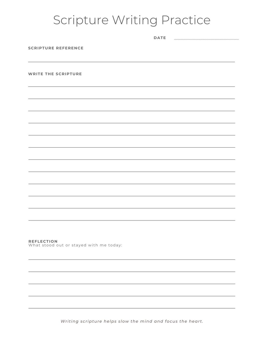 Scriptures Sheet Scripture Writing Printable, Bible Verse Memorization, Journal Planner ...