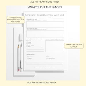 Scripture Focus & Memory Printable, Christian Bible Verse Worksheet, Walk with God Journal Planner, Faith Reflection PDF