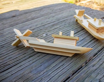 Wooden Steam Paddleboat | Rubber-band Powered | Handcrafted