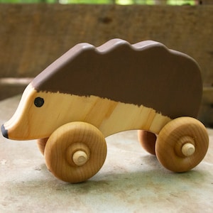 Woodland Animal Push Toys Handcrafted Nature Inspired Montessori Hedgehog