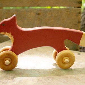 Woodland Animal Push Toys Handcrafted Nature Inspired Montessori Red Fox