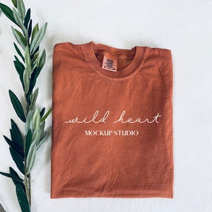 Comfort Colors 1717, Yam Mockup || flat lay, boho, minimalist, dreamy, comfort colors brand, light and airy