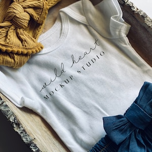 Carter's Brand Bodysuit Mockup // lay piatto, boho, bambino chic, cowgirl, western, onesie bianca® mockup