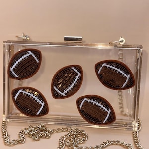 Clear Stadium Approved Football Purse – Game Day Crossbody with Sequin Footballs