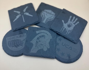 Posavasos de pizarra de Death Stranding: set de regalo para gamers con grabado láser