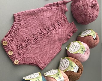 Knitted Baby Romper and hat