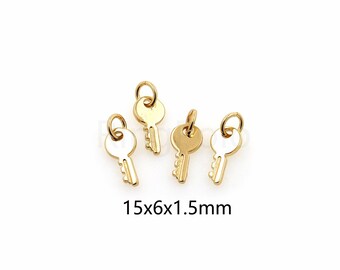 18K Gold Filled Key Pendant,Key Charm,DIY Jewelry Making Supply