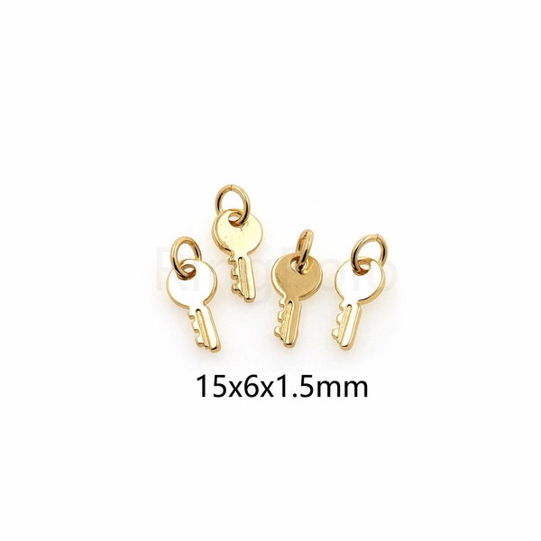 18K Gold Filled Key Pendant,Key Charm,DIY Jewelry Making Supply
