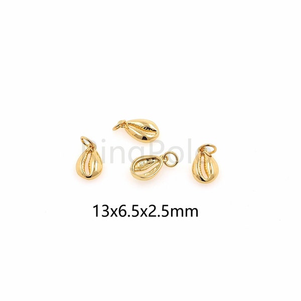 18K Gold Filled Shell Pendant,Seashell Charm,DIY Jewelry Making Supply