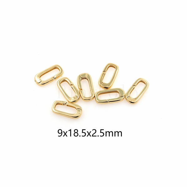 18K Gold Filled Rectangle Spring Clasp,Minimalist Rectangular Spring Carabiner Clasp,Dainty Clasp for Jewelry Making Supply