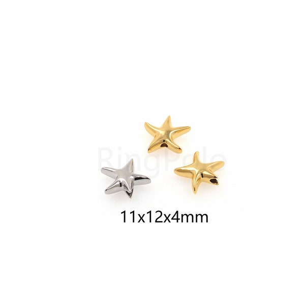 18K Gold Filled Starfish Spacer Beads,Starfish Beads,DIY Jewelry Making Supply