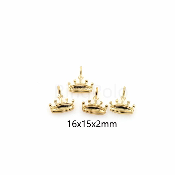 18K Gold Filled Crown Pendant,Crown Charm,DIY Jewelry Making Supply