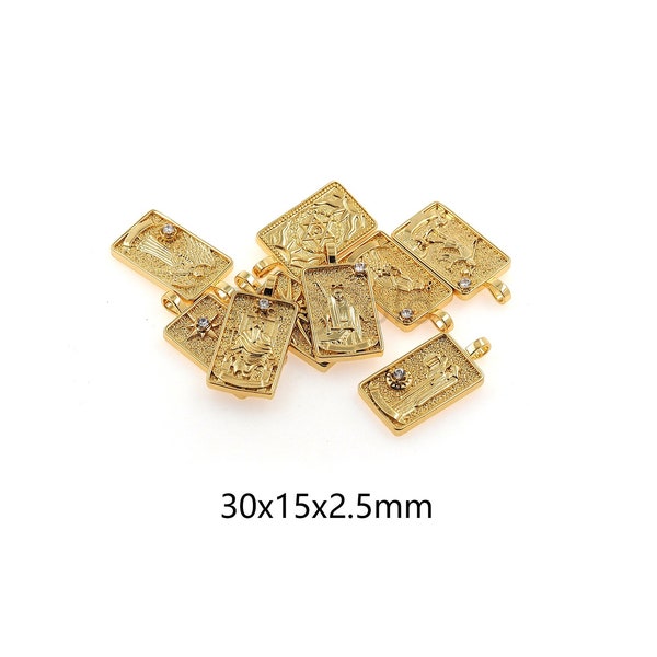 18K Gold Filled Tarot Card Pendant Charm,DIY Bracelet Necklace Jewelry Making Supply