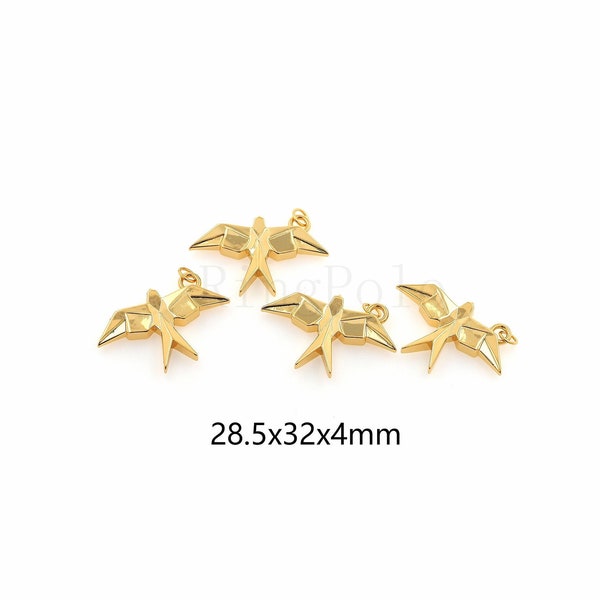 18K Gold Filled Swallow Pendant,Bird Charm,DIY Jewelry Making Supply