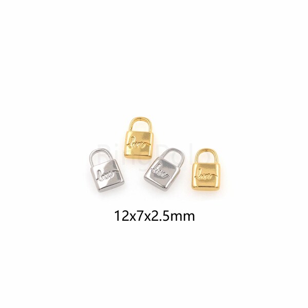 18K Gold Filled Lock Pendant,Minimalism Lock Charm,DIY Jewelry Making Supply