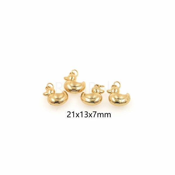 18K Gold Filled Duck Pendant,Duck Charm,DIY Jewelry Making Supply