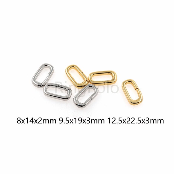 18K Gold Filled Rectangle Spring Clasp,Minimalist Oval Spring Clasp,DIY Jewelry Clasp