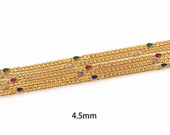 18K Gold Filled Cuban Chain,Minimalist Chains,Curb Chain,Teardrop Zircon Chain,DIY Jewelry Bracelet Necklace