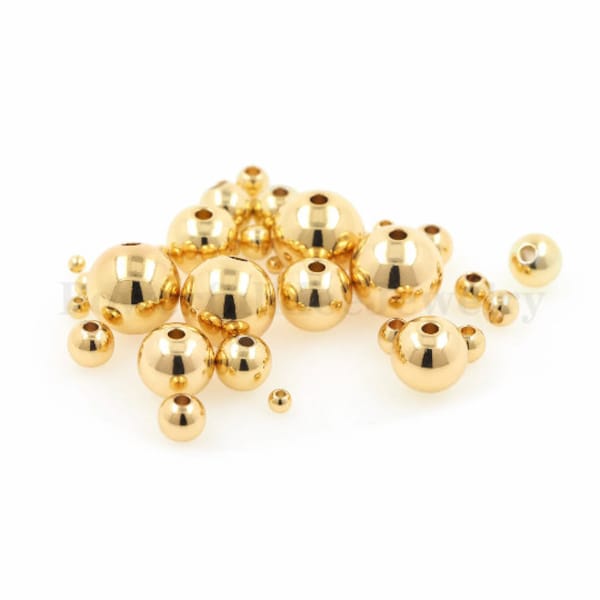 100 pièces boules d'espacement remplies d'or 18 carats, perles d'espacement en or, perles rondes pour collier à monter soi-même bracelet perles d'approvisionnement