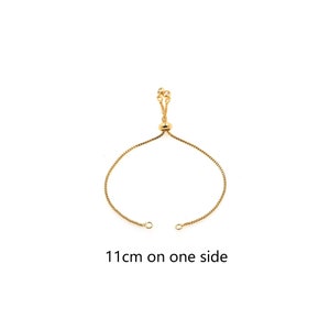 18K Gold Filled Sliding Adjustable Bracelet Making Chain,Half-finished Bracelet with Rubber Stopper Beads