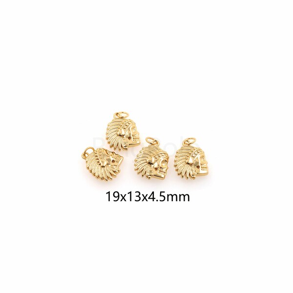 Gold Skull Charm,18K Gold Filled Skull Pendant,DIY Jewelry Making Supply