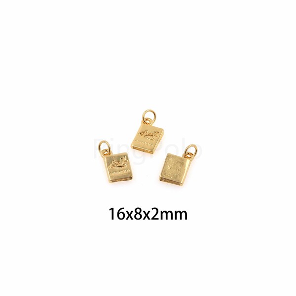 5pcs 18K Gold Filled Book Pendant,Book Charm,DIY Jewelry Making Supply