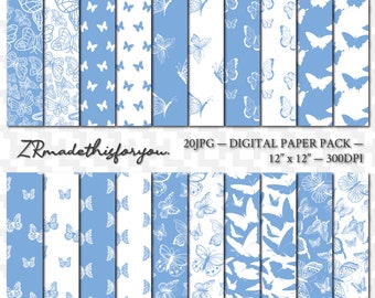 SALE Butterfly Digital Paper Sets With Soft Colors For Scrapbooking, Digital Backgrounds Instant Download for Personal & Commercial use