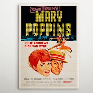 Mary Poppins American Wooden poster, High-quality movie print of this cinema poster, Perfect gift for vintage film and Hollywood aficionado.
