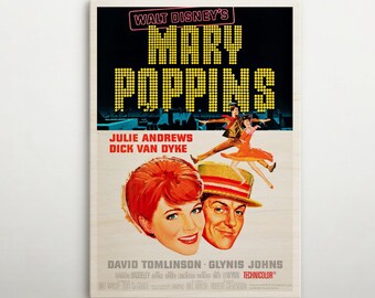 メリー・ポピンズのアメリカン木製ポスター。この映画ポスターの高品質