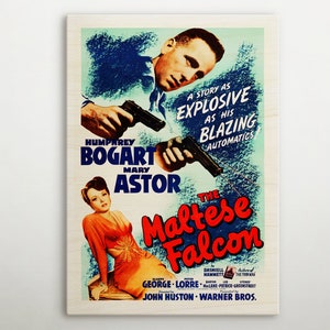 The Maltese Falcon American Wooden poster, Rustic wall art of this cinema poster, Vintage gift for timeless retro decor fanatic of Hollywood