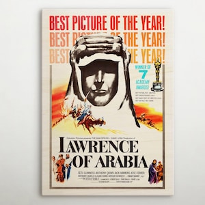 Lawrence Of Arabia American Wooden poster, Magic wall art of this cinema poster, Perfect gift for Hollywood buffs and golden age enthusiast.