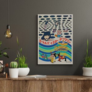 a poster on the wall of a living room