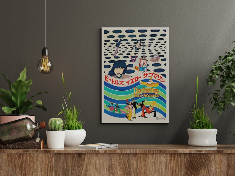 a poster on the wall of a living room