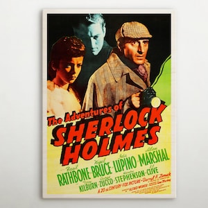The Adventures Of Sherlock Holmes Wooden poster, Rustic wall art of this cinema poster, Gift for timeless retro decor fanatics of Hollywood.