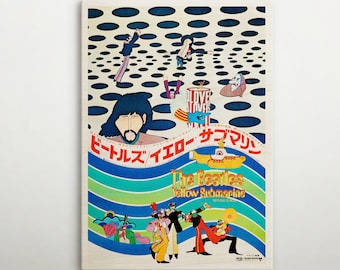 Yellow Submarine Japanese WOODEN POSTER, Great Wood Gift for Music